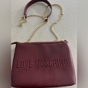 Burgundy/Red Love Moschino Quilted Bag